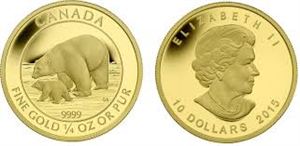 Picture of 1/4 oz Gold Canadian Polar Bear